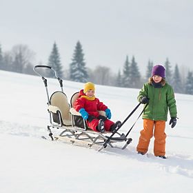 Sáňky pro dvojčata Duo Sport - černá barva sedátka 