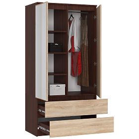 SKŘÍŇ S 90 cm 2 DVEŘE 2 ZÁSUVKY 2 ZRCADLA PK WENGE / SONOMA