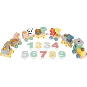 small foot Dřevěný narozeninový vláček se zvířátky