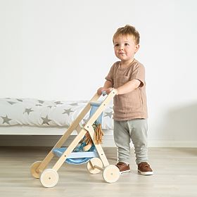 Tidlo Dřevěný golfový kočárek pro panenky modrý, Tidlo