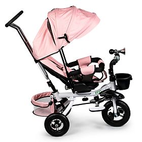 Tříkolka otočná o 360° Růžová Delux s přístřeškem ECOTOYS, EcoToys