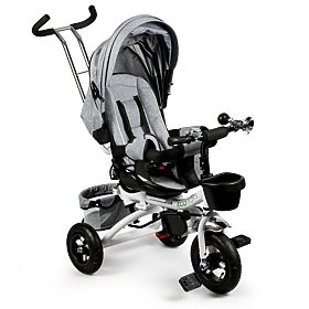 Tříkolka otočná o 360° Šedá Delux s baldachýnem ECOTOYS, EcoToys