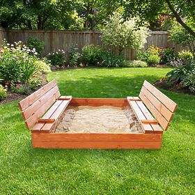 Uzavíratelné pískoviště s lavičkami 140 x 140 - impregnované