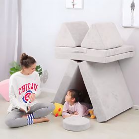 Velká modulární skládací pohovka pro děti DIY 8 měkkých polštářů - šedá ECOTOYS