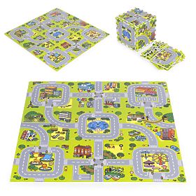 Velká pěnová podložka EVA pro děti Město 90,5x90,5 cm 21 ks ECOTOYS, EcoToys