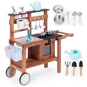 Venkovní blátivá kuchyně pro děti s příslušenstvím jedlové dřevo ECOTOYS, EcoToys