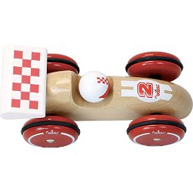 Vilac Závodní auto XL přírodní s bílým křídlem, Vilac
