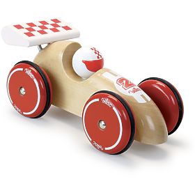Vilac Závodní auto XL přírodní s bílým křídlem, Vilac