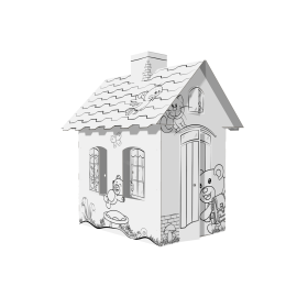 Dětský kartonový domeček s komínem - Medvěd