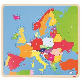 Vzdělávací skládačka Mapa Evropy - dřevěné puzzle, Goki