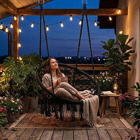Závěsné křeslo boho zahradní houpačka černé MultiGarden, MultiGarden